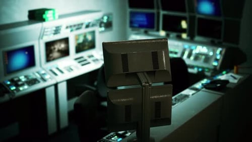 Leerer Kontrollraum des Kraftwerks
