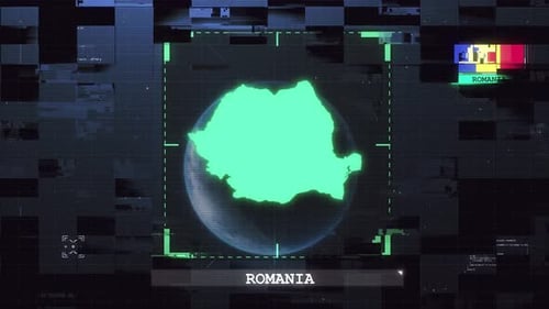 Futuristic Digital Map Reveal with Glitch HUD