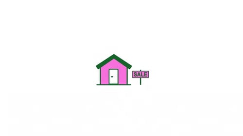 Animated Flat Design House for Sale Icon