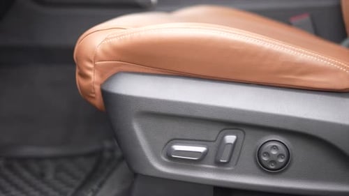Caramel Leather Seat with Electric Controls, Close Up