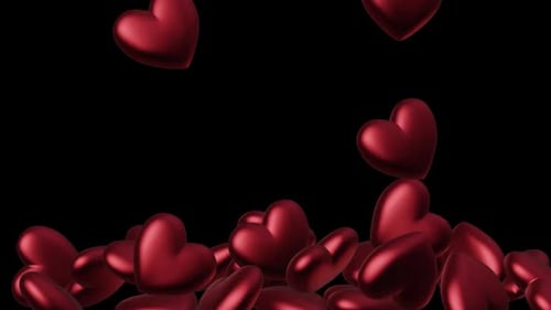 Animated Glossy Red Hearts Falling Background