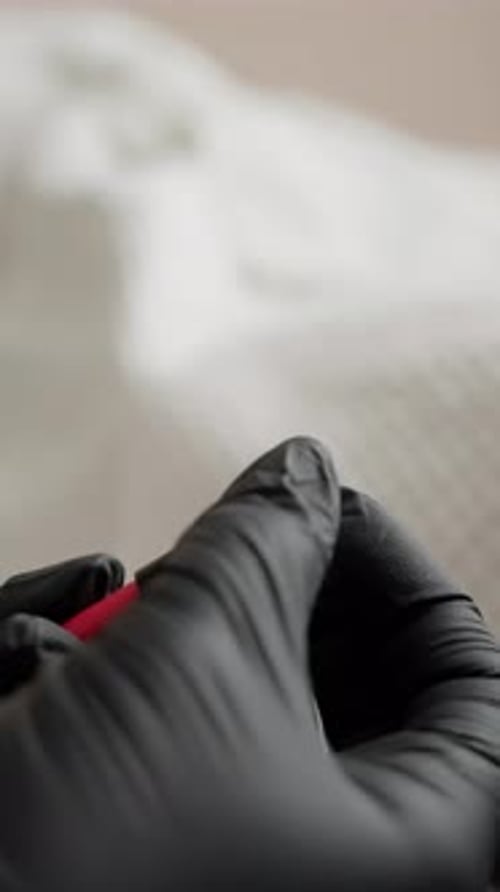 Close Up of Permanent Makeup Pen in Hand