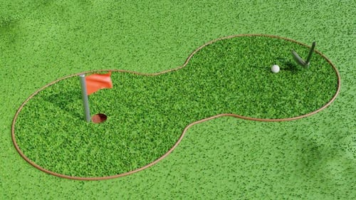 Mini Golf Ball Putt Animation on Green Course