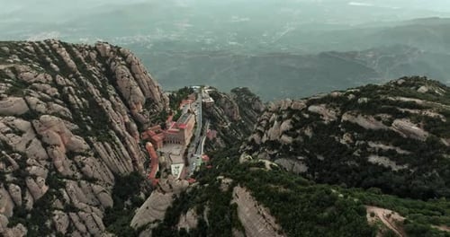 Flying Over Montserrat Monastery Majestic Views of Catalonia Iconic Site