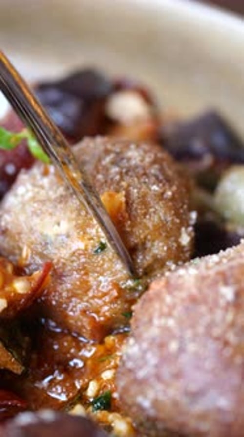 Closeup of Turkey Meatballs on a Plate