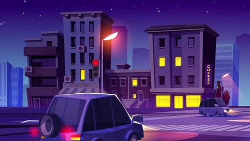 City Cars Night Ambiance 4K