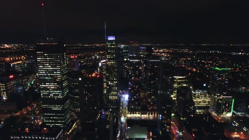 Aerial Night Cityscape View of Illuminated Buildings