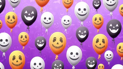 Floating Halloween Balloons with Jack-o'-Lantern and Ghost Faces
