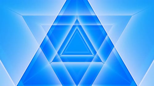 Blue Gradient Transparent Glass Triangle Tunnel Loop Animation