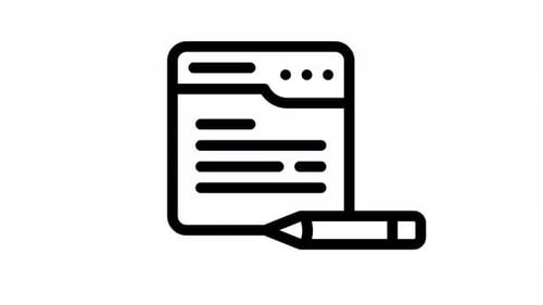 Animated Document Writing Icon with Pencil and Filling Text