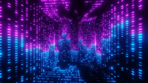 Equalizer Neon Cube bleu et violet Dots Vj Loop