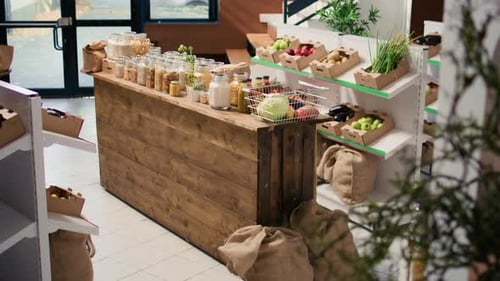 Organic Goods Display in a Rustic Local Shop