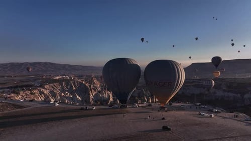 Morning Balloon Departure From The Hill In Cappadocia