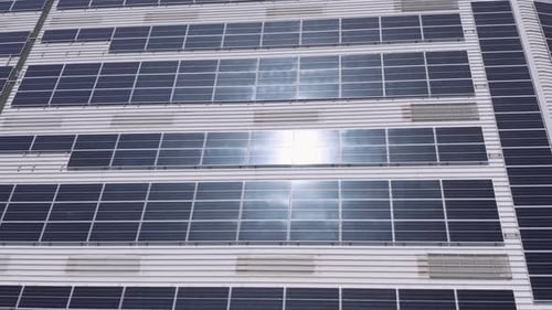 Strips of Solar Panels in the sun -aerial