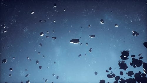 Abstract Cosmic Background with Asteroids and Glowing Stars