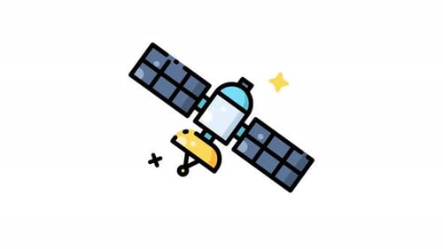 icon animation of Satellite in space.