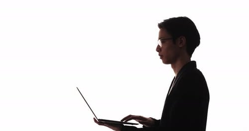 Business Man Silhouette Remote Work Ceo Laptop
