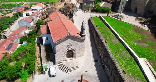 Aerial View Medieval Church of Penamacor in Portugal
