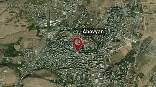 Plan de la ville d'Abovyan Zoom (Arménie) de l'espace à la Terre