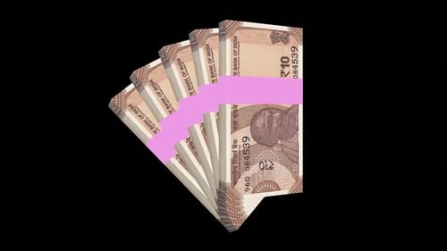 Animation du paquet de billets de 10 roupies indiennes