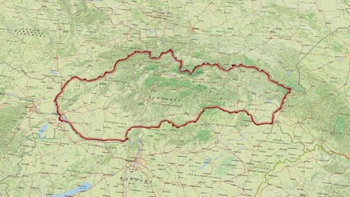 Map Of Slovakia With An Outline Country Border 4K