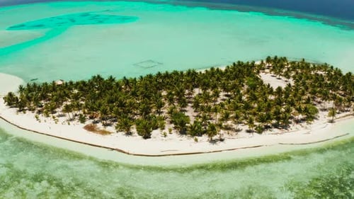 Tropical Island with a Beach on the Atoll Onok Island Balabac Philippines
