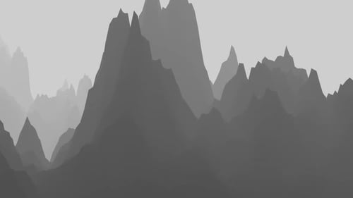 Minimal Grayscale Mountain Landscape Loop – Abstract Terrain Animation