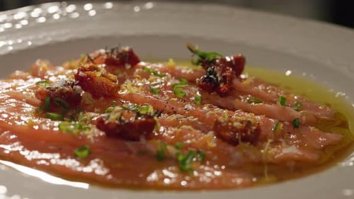 Salmon Carpaccio with Herbs and Olive Oil