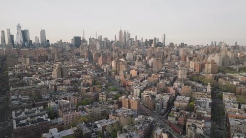 Aerial view of sprawling buildings in New York City