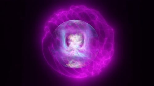 Abstract Energy Sphere with Glowing Plasma Aura Loop