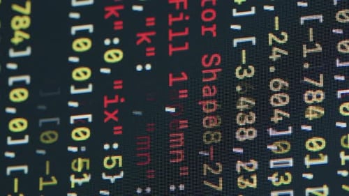 Codierung von UX-UI-Skripttext auf dem Bildschirm, HTML5 im Editor für die Website-Entwicklung, Nahaufnahmenmakro von