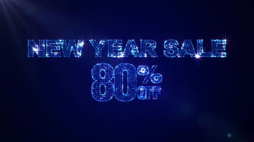 New Year Sale 80 Percent Off Sparkling Text Animation