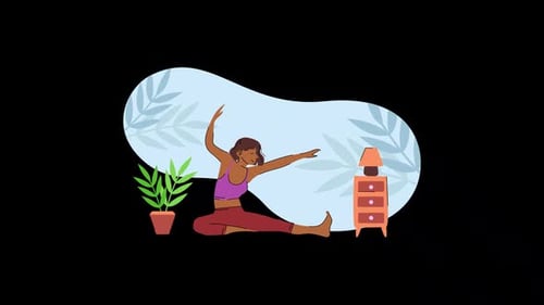 Female doing Yoga Animated Illustration