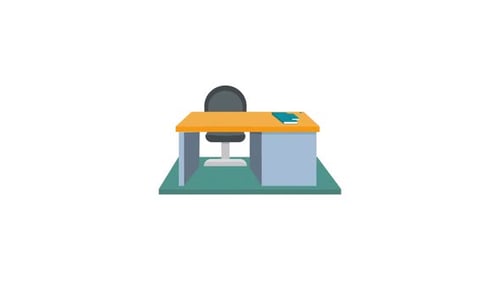 Flat Design Office Desk and Chair Animation