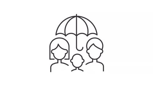 Icône linéaire d'assurance-vie animée