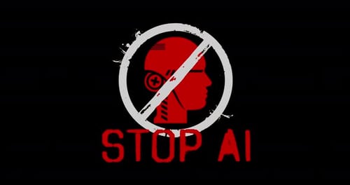 Glitch Stop AI Warning Message Animation