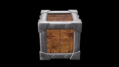 3D Wooden Crate with Metal Edges