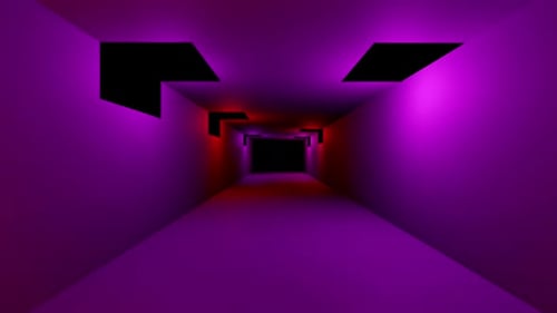 Red Violet Lights with Neon Dark Tunnel 3d Render