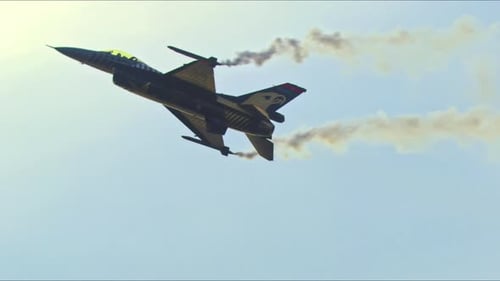 Aerobatic Demonstration Flight Of A Fighter Fighter Aircraft In The Sky 11