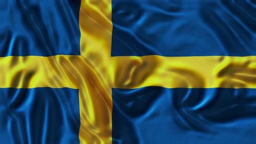Realistic Waving Swedish Flag Seamless Loop