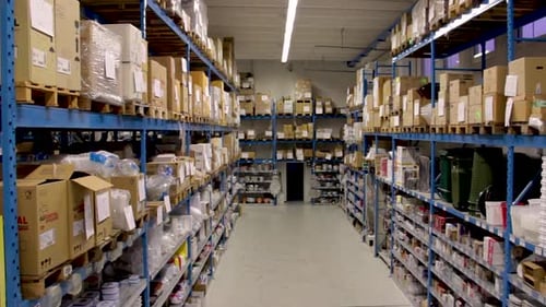 Downward Jib Shot of Italian Food and Household Warehouse
