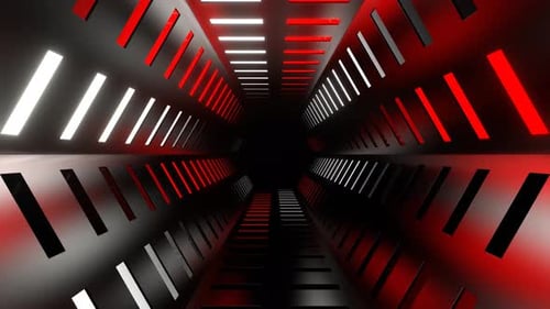 Red And White Neon Bright Light Hex Tunnel Background Vj Loop In 4K