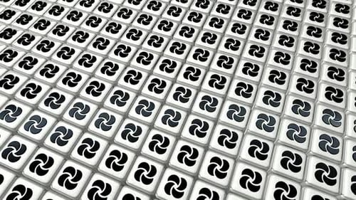 Fond flottant avec cubes blancs, rendu 3D exclusif, réflexion, formes noires, design unique