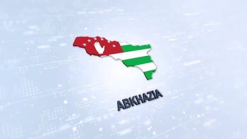 Abkhazia Country Map with Flag and Modern Digital Animation