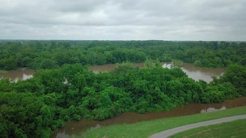 Rising up to reveal flooded river valley