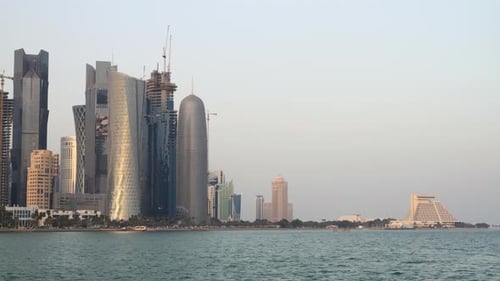 A timelapse of the Doha skyline from the corniche walk