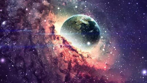 Voler à travers des champs d'étoiles dans l'espace lointain
