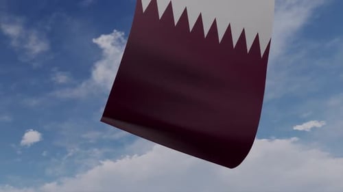 Drohne zieht Flagge von Katar