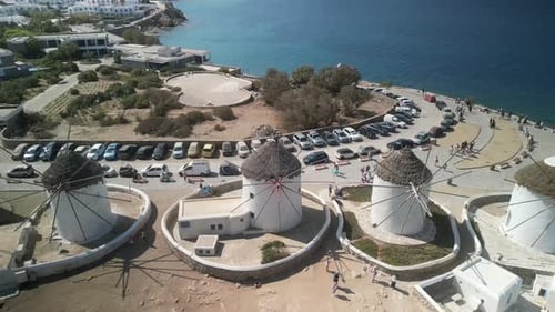 Old windmills, Mykonos town, Mykonos island, Greece