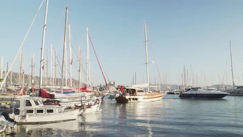 Scenic view of yachts moored in Milta Bodrum Marina, Turkey
